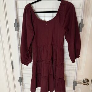Madewell Burgundy Tiered Dress